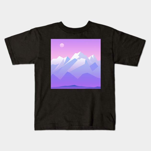 Low poly sunset in the mountains Kids T-Shirt by SJG-digital